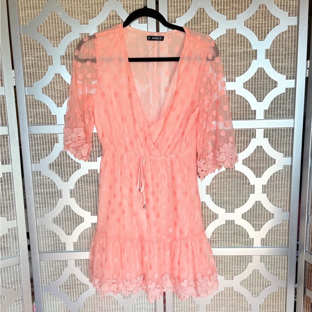 Sheer Pink Polka Dot Dress
